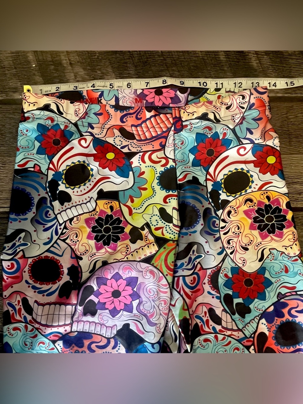 BlackMilk Day of the Dead skull print leggings M & matching rank top XL - Picture 5 of 12